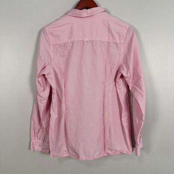 Le Tigre Womens Large Button Down Long Sleeve Shirt Pink Pinstripe Blouse - Picture 5 of 5